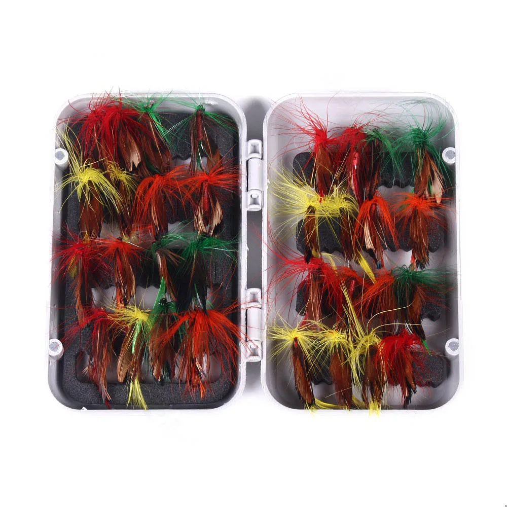Fishing Outdoor Sports Bait Feather Hooks Lures Simulation Insect 32pcs Feather Metal Parts Tool Fishes Catching Tool Nice