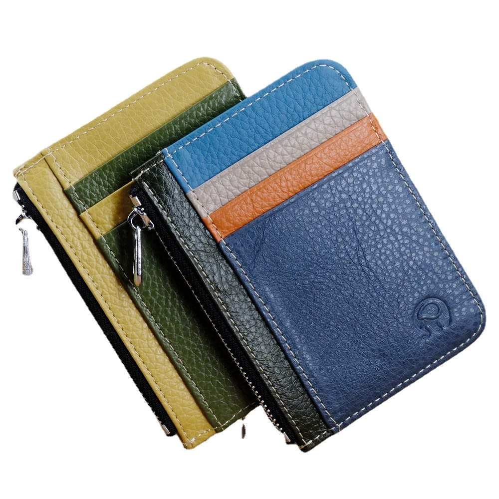 

Head Layer Cowhide Leather Card Package Driver License Pieces Package Ladies Zipper Coin Bag Bank Card Folder Youth Collision