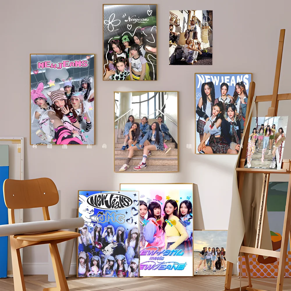 Kpop N-Newjeans классические постеры с фильмами винтажные наклейки для декора комнаты