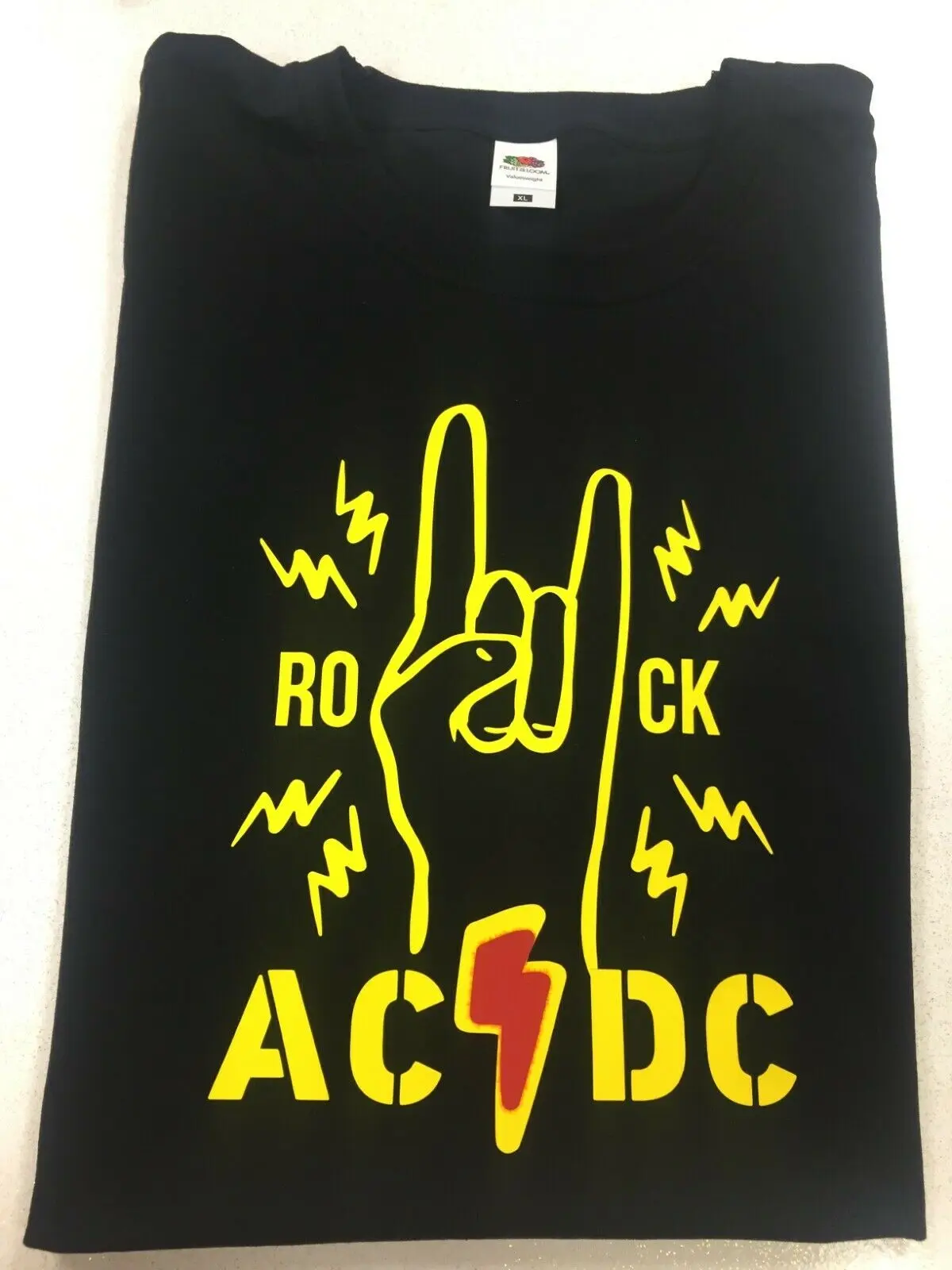 

T SHIRT AC DC LOGO BLACK & YELLOW PERSONALIZED ADULT SIZES