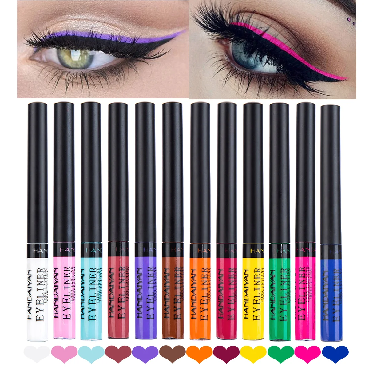 Ручка для макияжа глаз, белая, розовая водостойкая жидкая цветная подводка для глаз, карандаш для макияжа, косметика, желтая, матовая, фиолет...