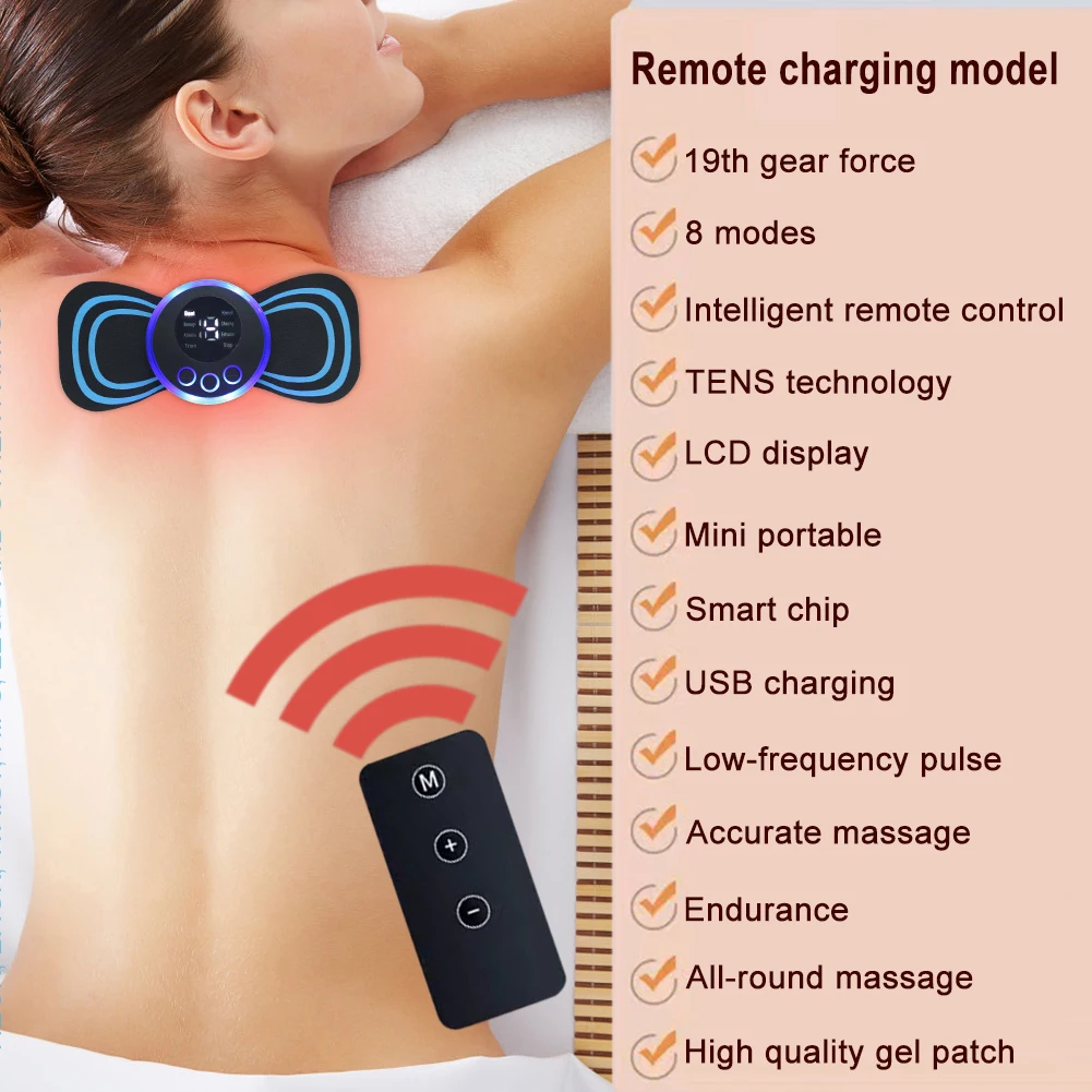 

Mini Electric Neck Back Massager ABS PU Leather Electric Back Massager Wireless Design for Office Clerk for Muscle Pain Relief