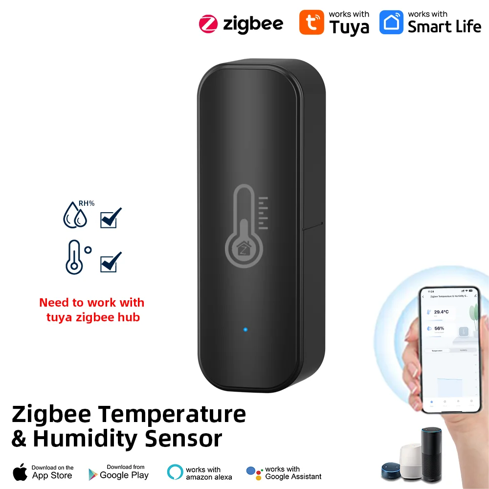 

Умный Датчик Температуры И Влажности ZigBee, Черный, С Питанием От Батареи