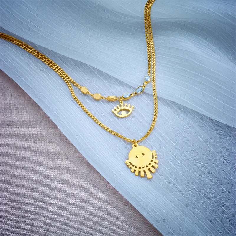 Женская цепочка с подвеской MEYRROYU золотистая 2 в 1 из нержавеющей стали 316