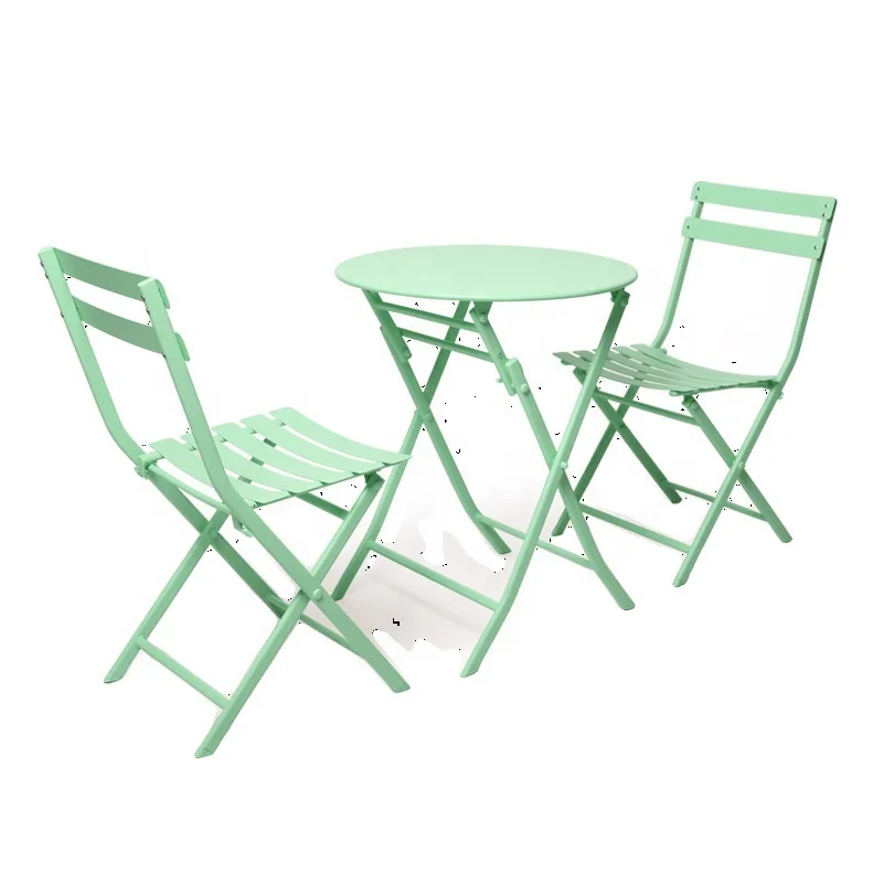 

Outdoor leisure wrought iron table and chair combination modern simple outdoor balcony three-piece folding table