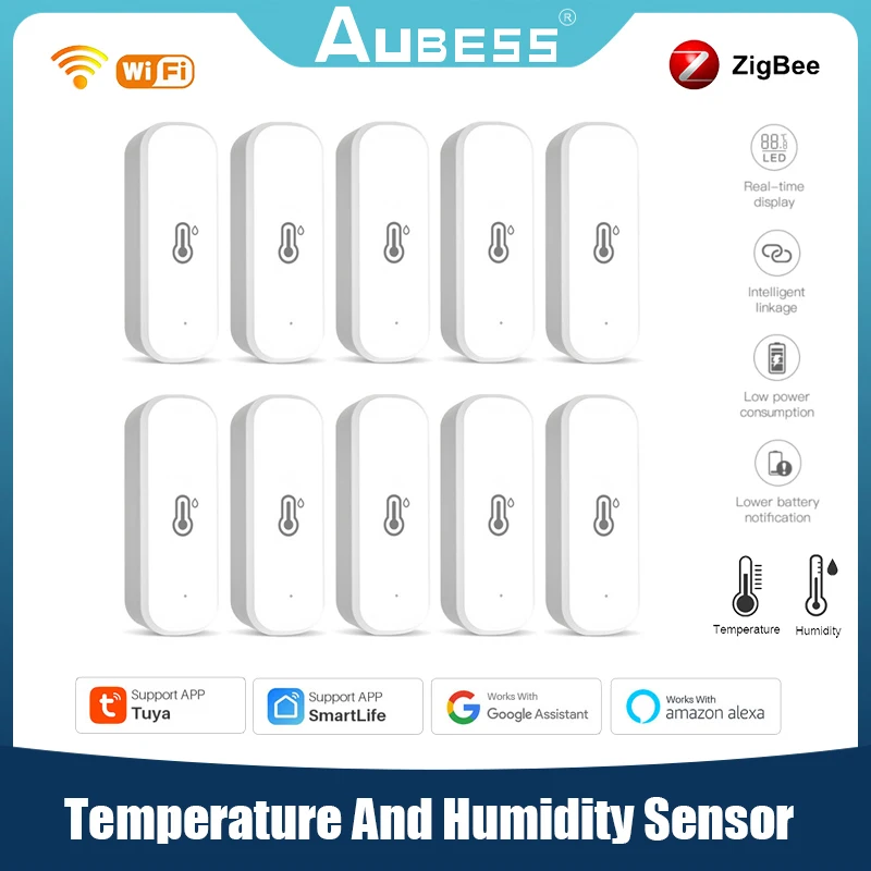 

Wifi Zigbee3.0 Temperature Humidity Sensor Tuya Smart Life APP Control Hygrometer Thermometer System Work With Alexa Google Home