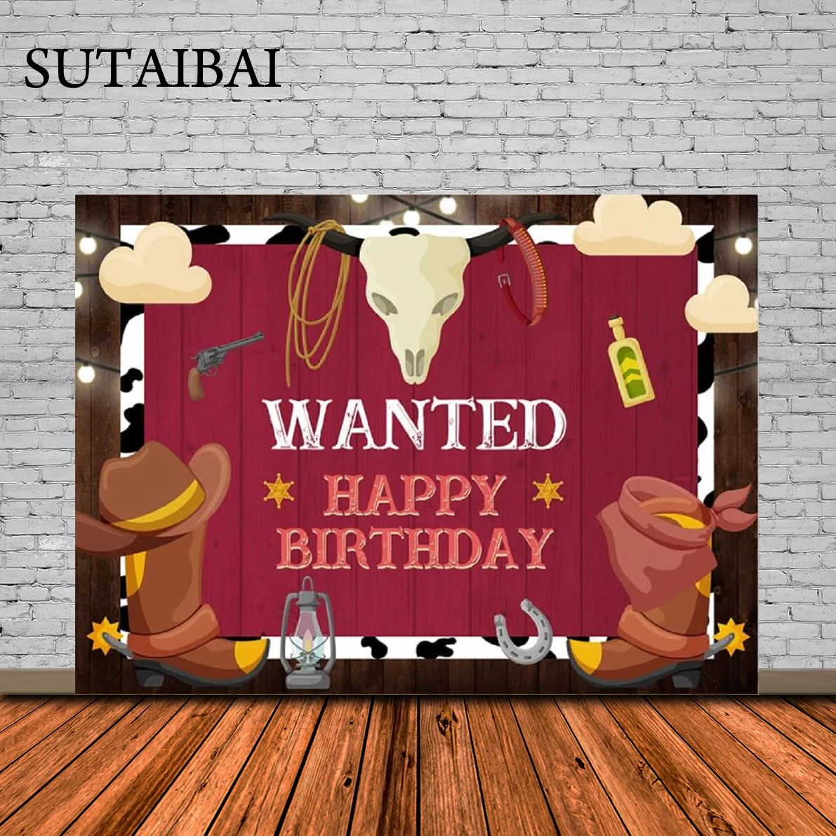 

Western Cowboy Happy Birthday Backdrop Rustic Old Wild West Rodeo Cowgirl Background Rustic Wood Kids Cake Table Party Decor