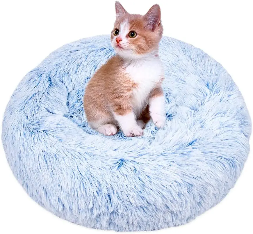 

Panier pour Chien Lit Rond Peluche Chat Coussin Lavable Moelleux pour Chiot Donut Chaud Anti Stress Canapé pour Chiens Chats d