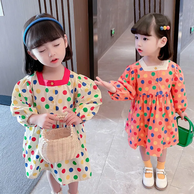 

2023 New Arrival Girls' Dress with Dot Pattern Cute Girl Style