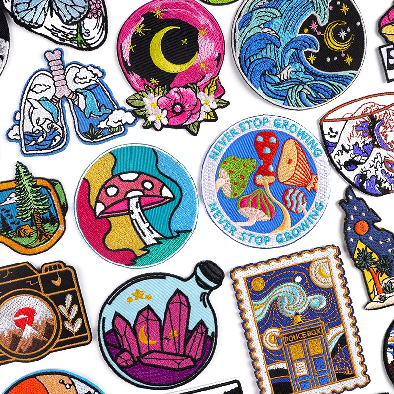

Outdoor Patch Iron On Patches For Clothing Thermoadhesive Patches On Clothes Mushroom Embroidery Patch For Clothes Sewing Badges