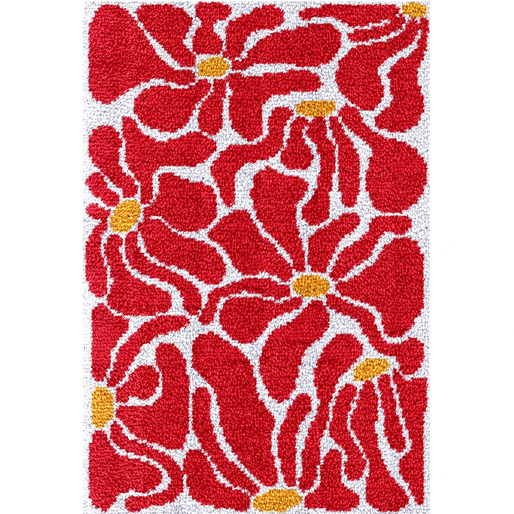 

Latch Hook Rug Kits for Adults, DIY Crochet Yarn Rugs Hooking Craft Kit with Color printed Flower Pattern Design for Kids Adults