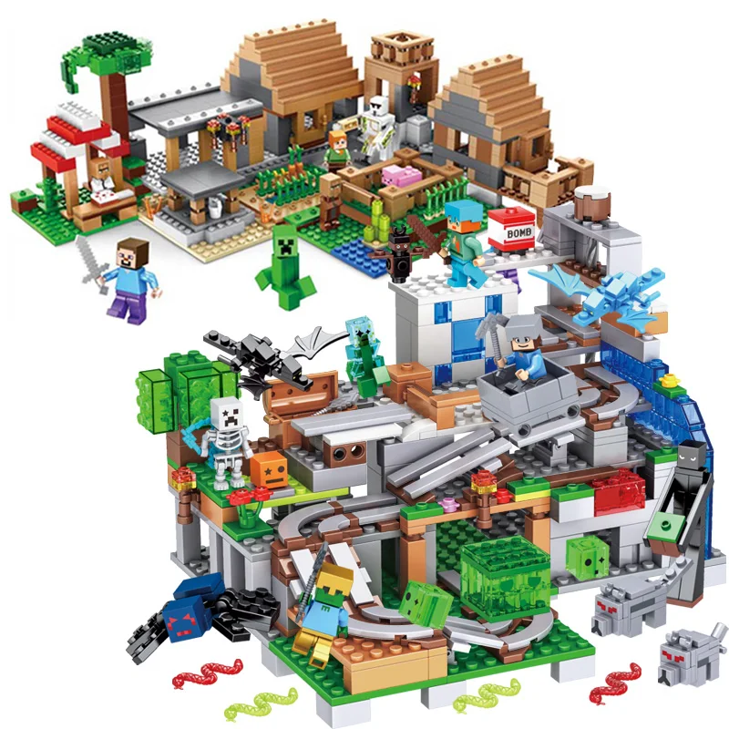 

Горная пещера, Лифт, Деревенский домик, строительный блок My World, кирпичи, набор, подарки, игрушки