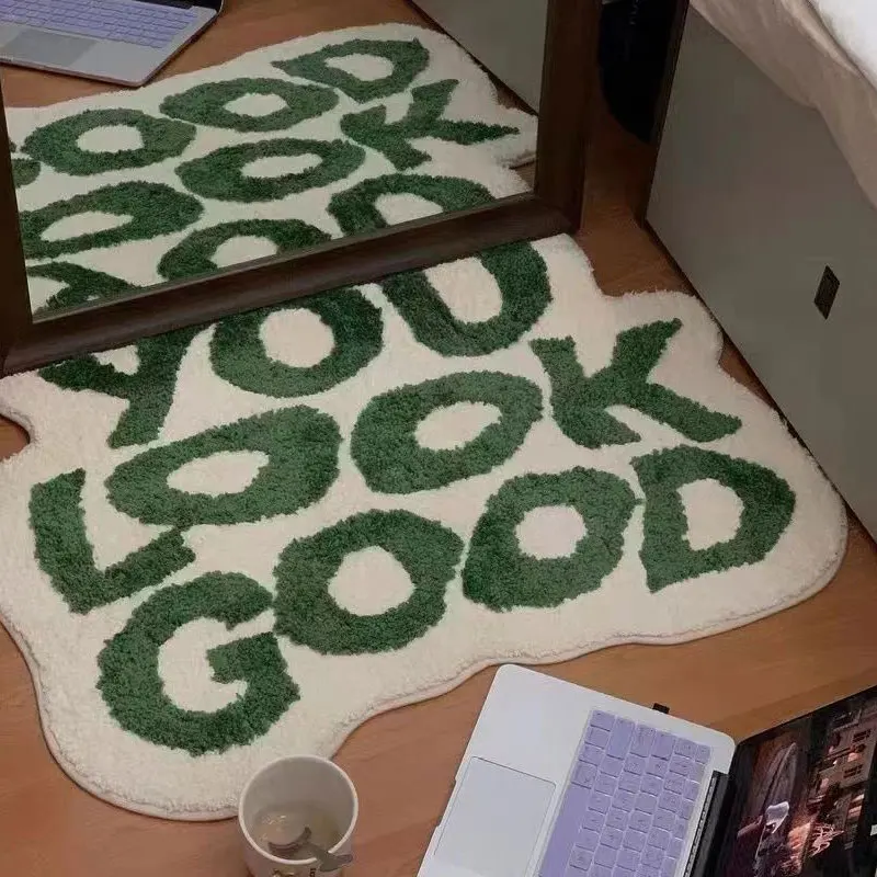 

Bathroom Area Floor Pad Letters Bedside Mat Soft Plushy Carpet Message Kids Bedroom Doormat Aesthetic Home Room Decor Rug