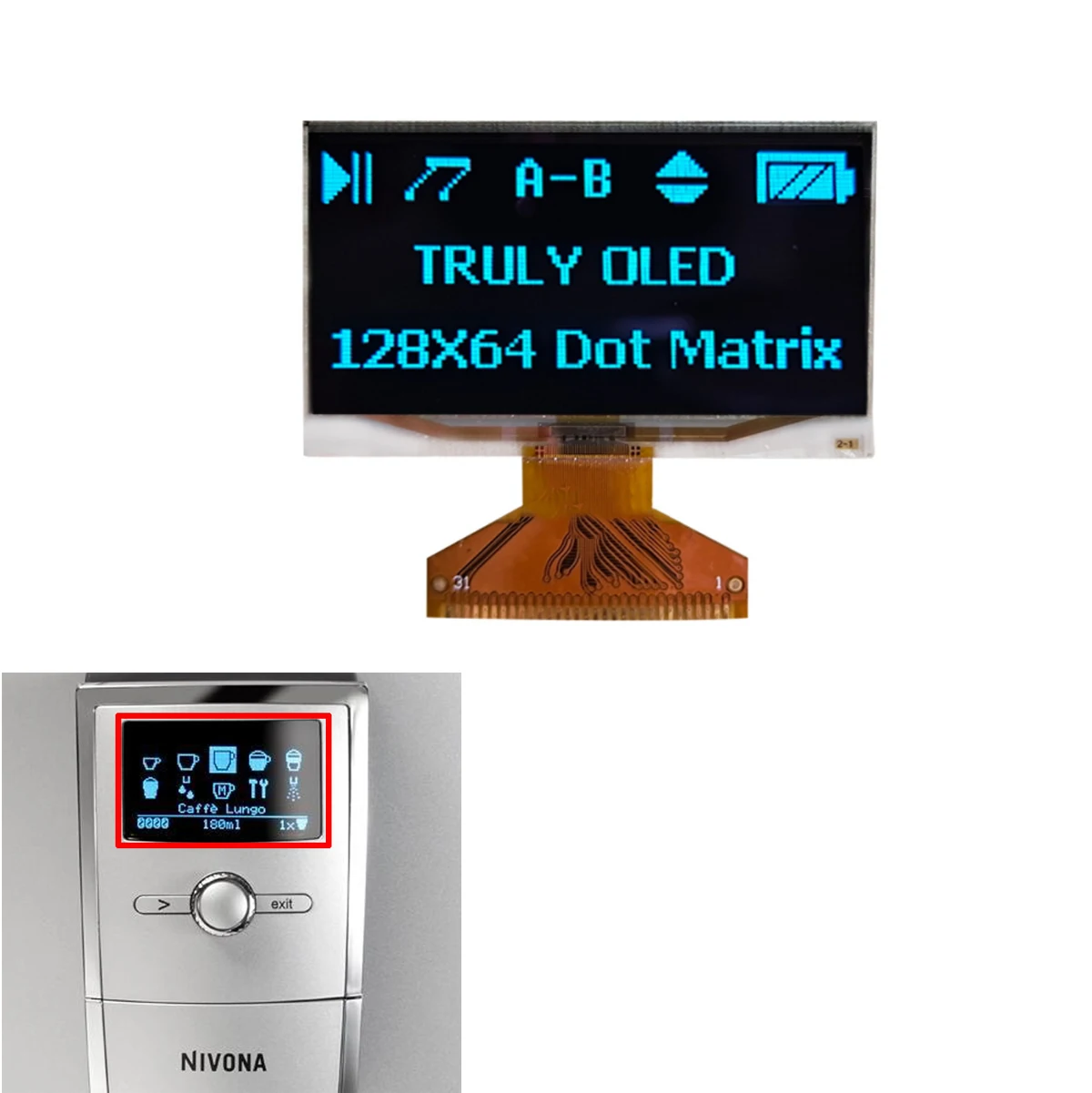 

2.42 Inch OLED Display LCD Screen Highlight Device for Nivona nicr 830 831 840 845 850 855 13V Plug Industrial Quality Wholesale