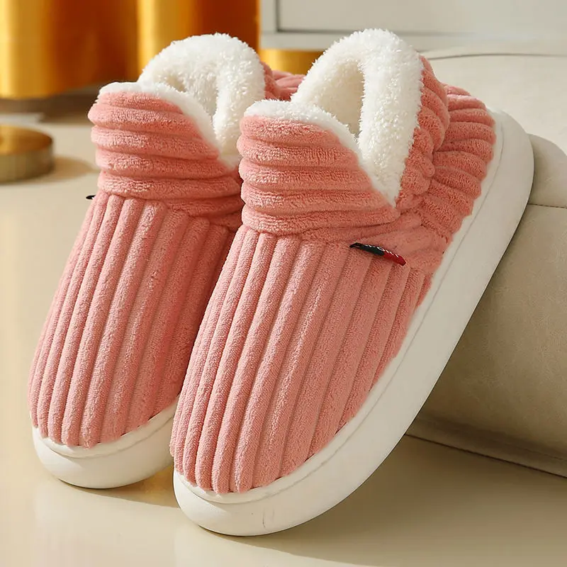 Home slippers couple all inclusive heel cotton shoes corduroy winter warm plush ladies slippers brand floor slippers house