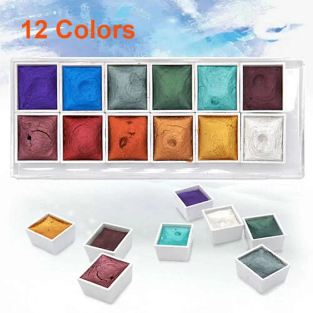

12 Color Pearl Watercolor Pigment Metallic Glitter Beginner's Calligraphy Watercolor Sketch Art Nail Hand Drawn Suppl G6a2