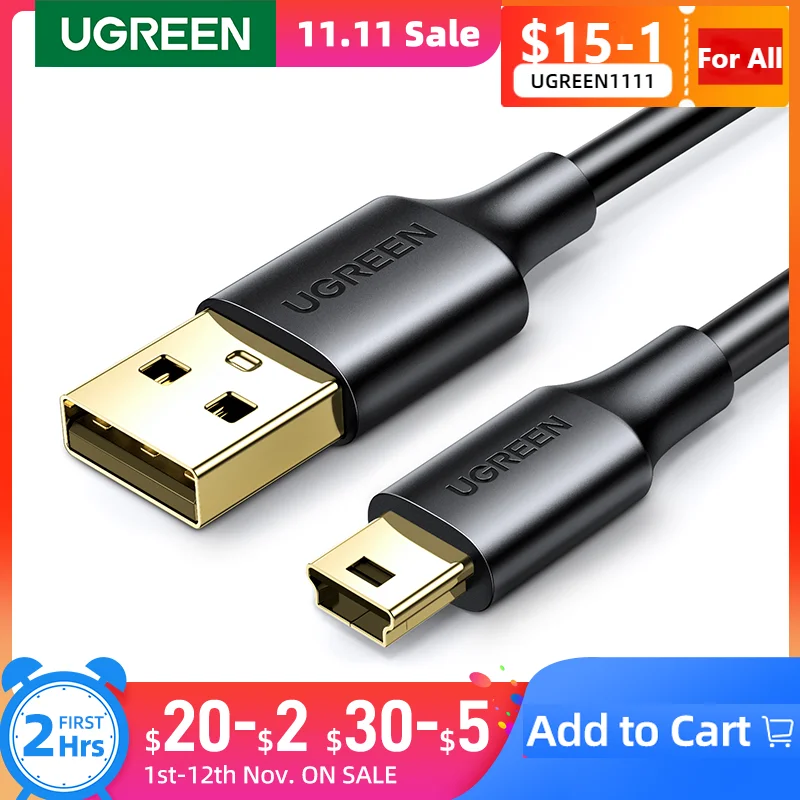 

Ugreen Mini USB Cable Mini USB to USB Fast Data Charger Cable for MP3 MP4 Player Car DVR GPS Digital Camera HDD Mini USB