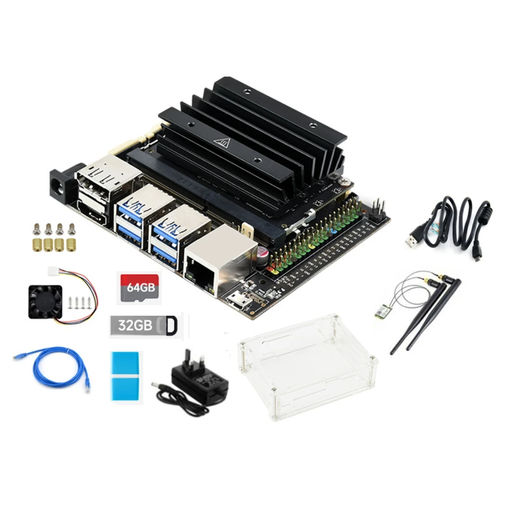 

Комплект разработчика для Jetson Nano 4 Гб, комплект интеллектуального разработки с модулем Jetson Nano + акриловая фоторозетка стандарта Великобритании