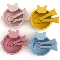 3pcsset silicone baby feeding bowl tableware for kids waterproof suction bowl with spoon fork newborn kitchenware baby stuff