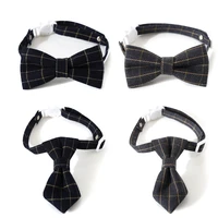 plaid bowknot cat collar breakaway adjustable puppy chihuahua bow tie cotton pets cat collars kitten necklace pet accessories