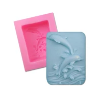 1pcs 3d surfing dolphin embossed silicone mold diy handmade soap making supplies kit resin fondant s cake soap molds