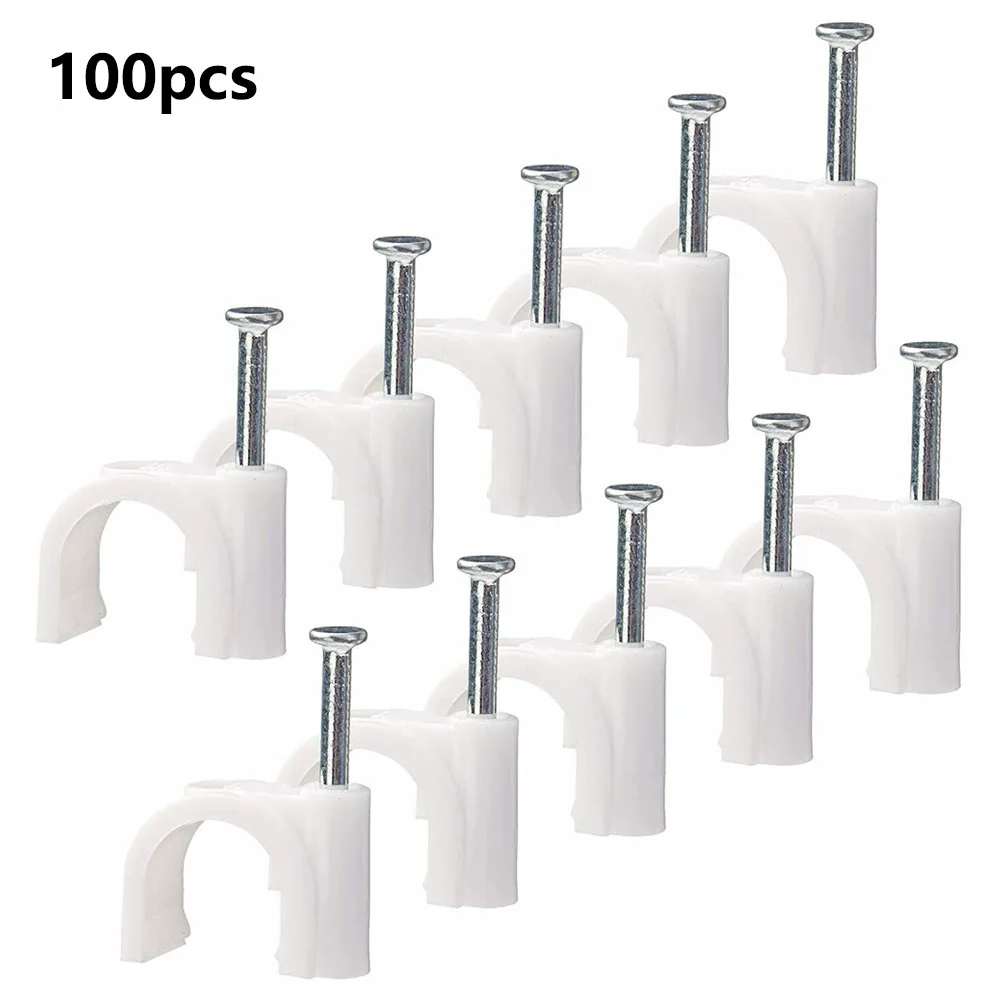 

Fixing Nail White Round Cable Clip Profiles Round White 100pcs 4-9mm High Carbon Steel Brand New High Hardness