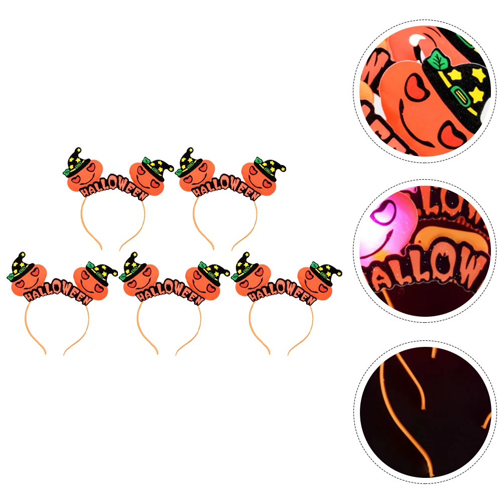 

5Pcs Decorative Hair Hoops Luminous Pumpkin Headdresses Party Supplies