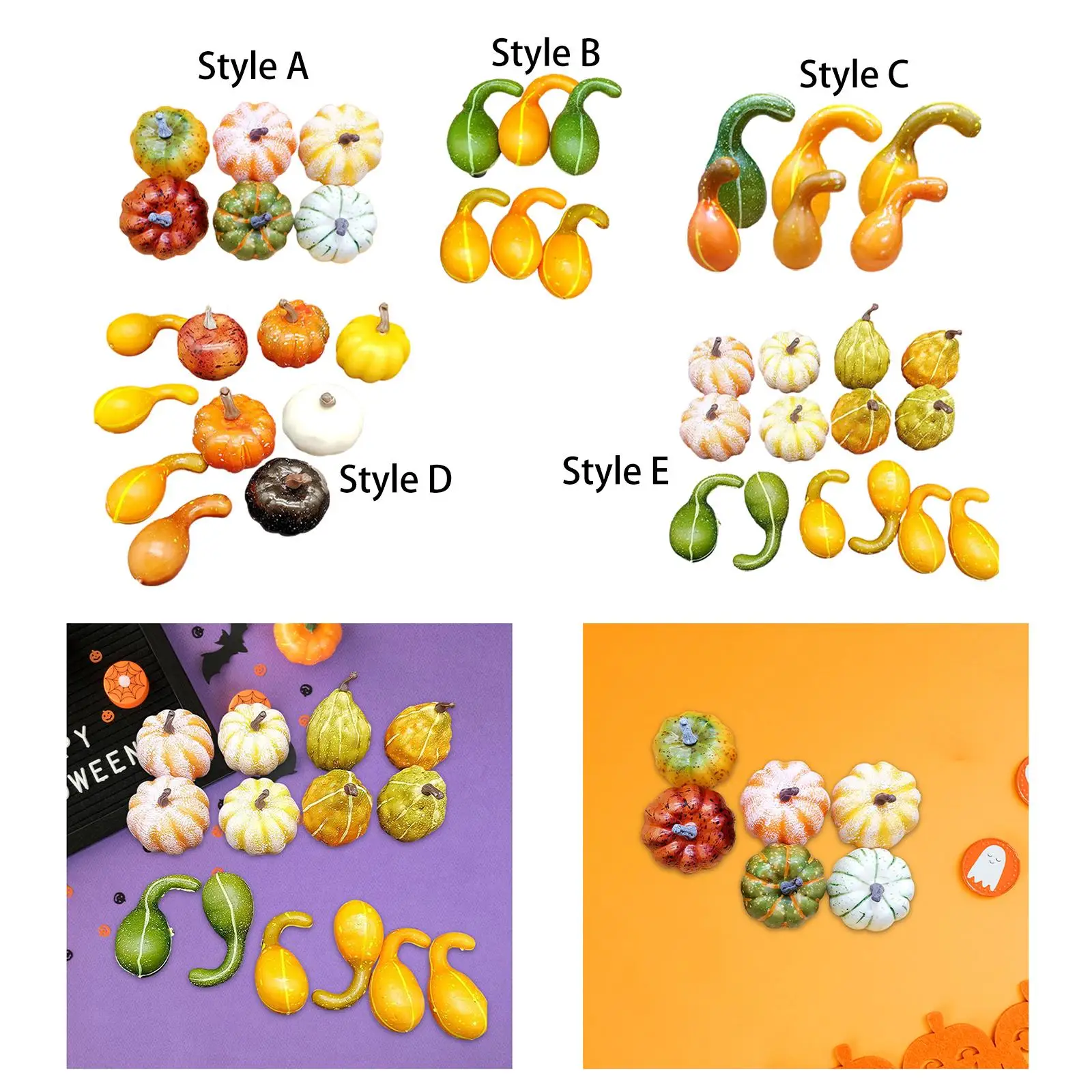 

Artificial Harvest Pumpkins Halloween Vegetable Model Sturdy Color Mixed