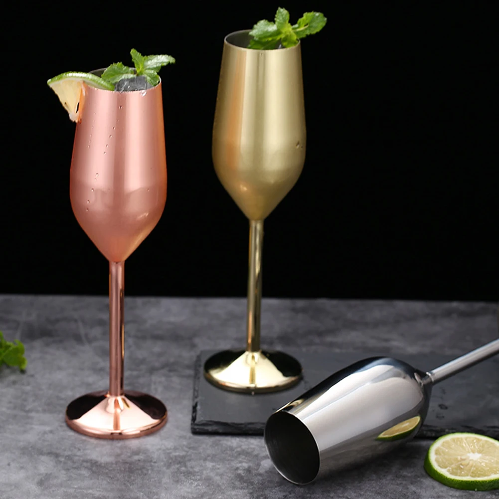 

Stainless Steel Wine Glass Cocktail Goblet 220ml Red Wine Glass Creative Metal Wine Glass Champagne Cup for Bar Restaurant 2023