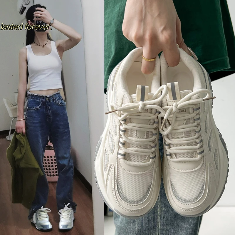 Туфли женские на толстой подошве корейский стиль весна-осень 2024