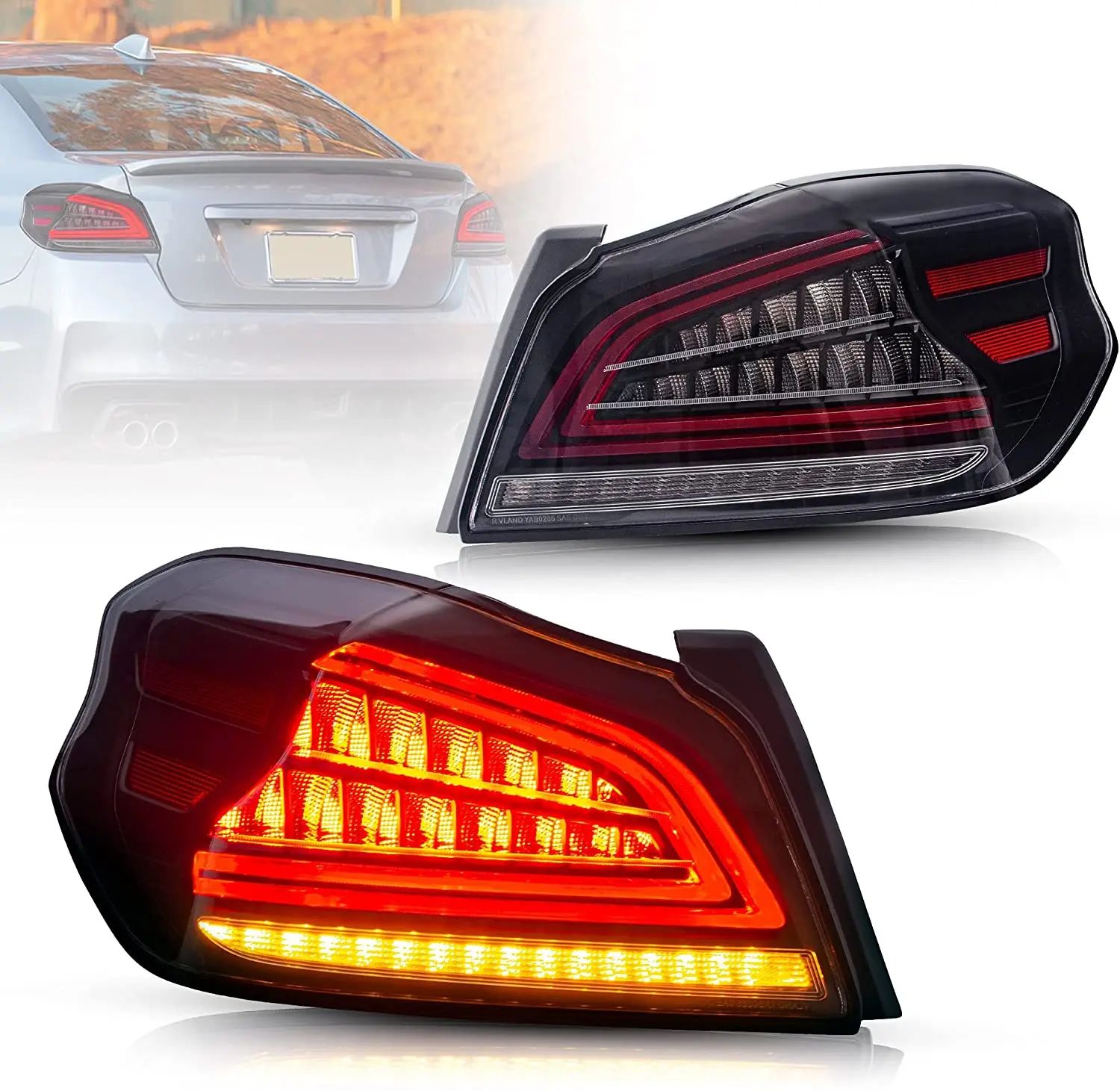 

LED Tail Lights For Subaru WRX STI 2015 2016 2017 2018 2019 With Sequential Turn Signal Rear Lamps Assembly