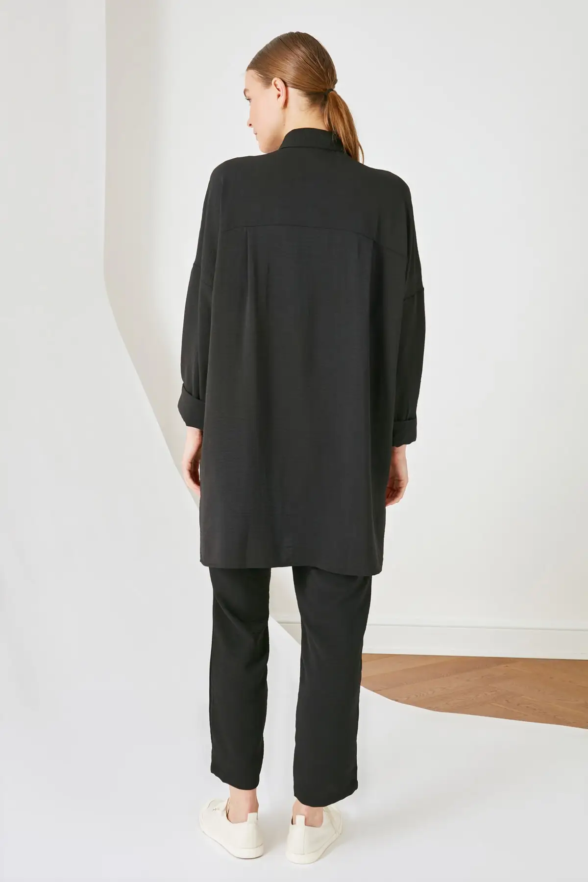 

Black Collar Tunic Top-Bottom Team Pants Women Muslim Suit