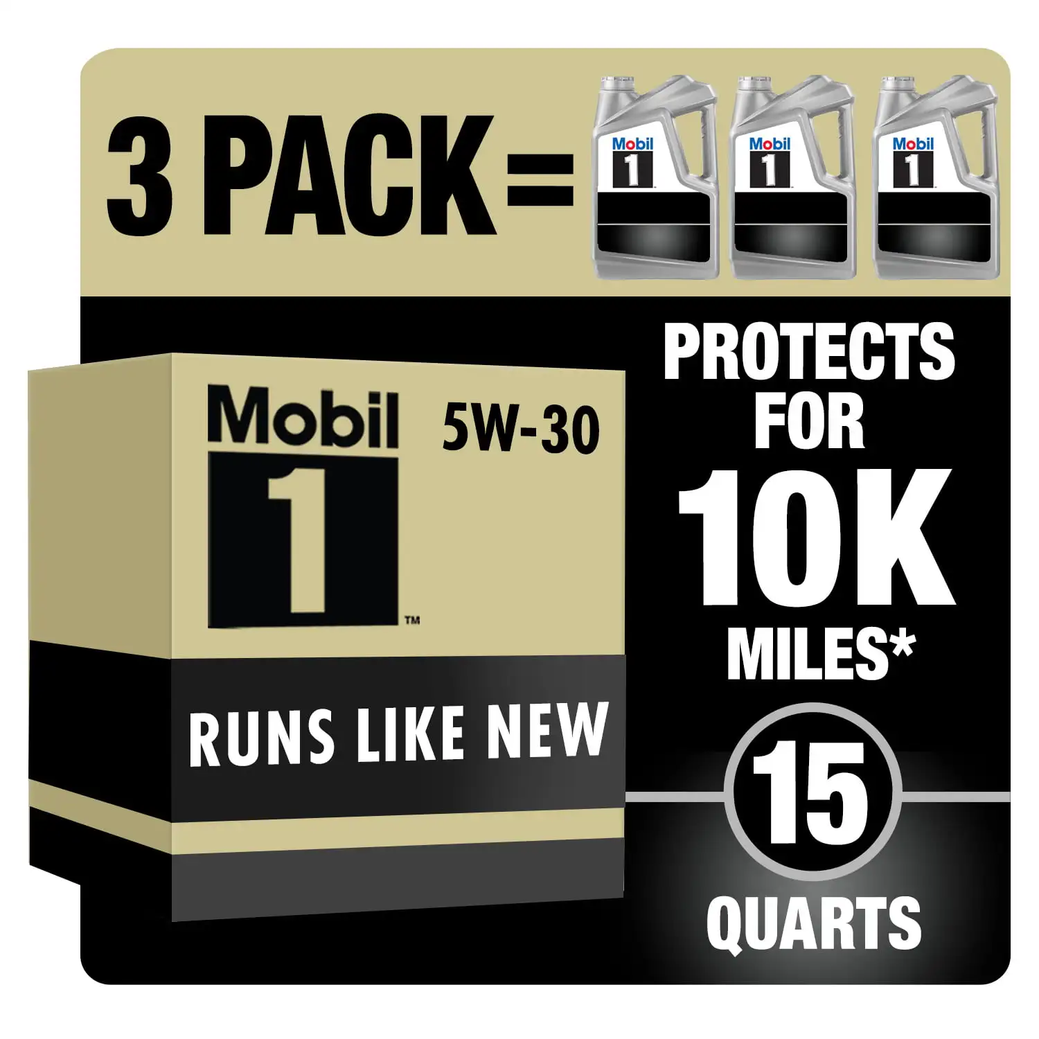 

Mobil 1 Advanced Full Synthetic Motor Oil 5W-30, 5 qt (3 Pack) Engine Oil Gallon Protection