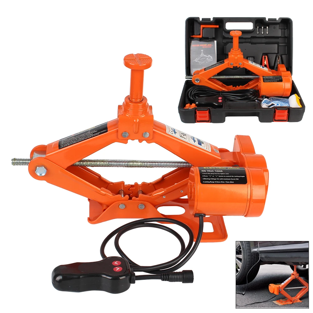 

12V Car Jack Screw Electric Scissor Lift 3Ton 6600lb Bearing Load Auto Tire Change Emergency Repair Tools Automotive Accessories