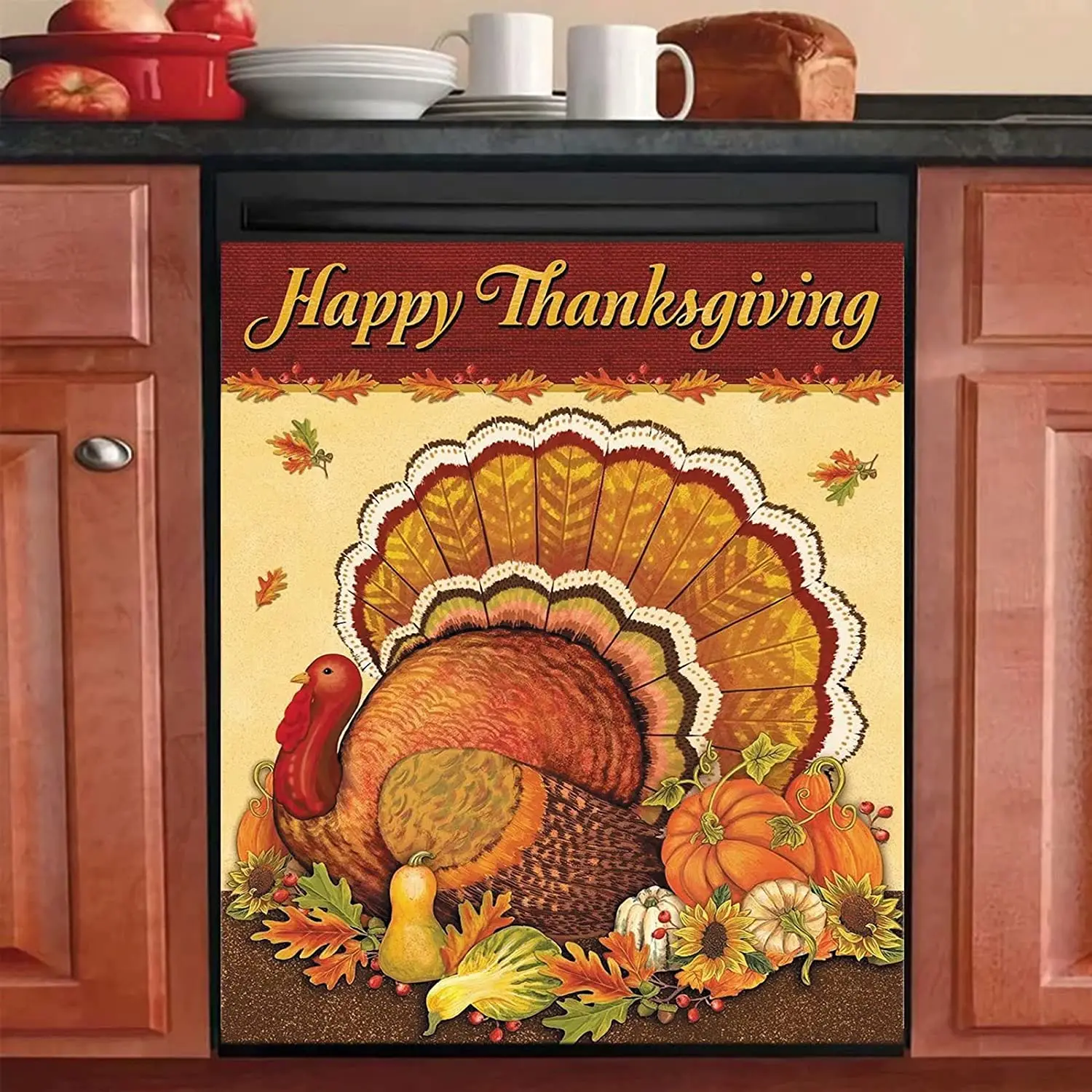 

Homa Happy Thanksgiving Turkey Decor Dishwasher Covers for The Front Magnetic Sunflowers Welcome Fall Fridge Magnets Various Pum