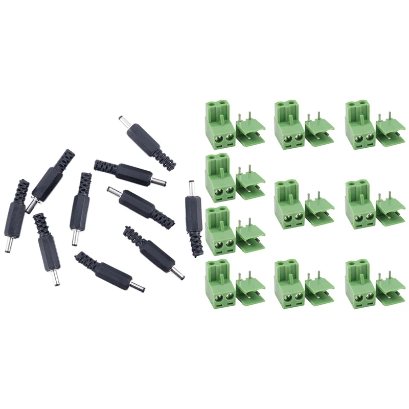 

10 Pcs 5.08Mm Pitch 2Pin Plug-In Screw PCB Terminal Block With DC In-Line Plug Connector Male Plug 1.3Mm 3.5Mm 10Pcs