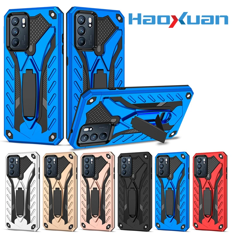 

Shockproof Phone Case For OPPO Reno Z 10X 5G 2F 2Z 4Lite Kickstand Protective Cover For OPPO Reno 5 6 Pro 6Z Neo 7 9 Find X3Lite