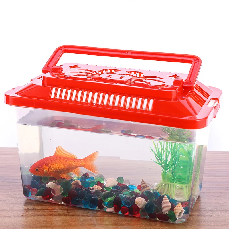 

Portable Mini Fish Tank Aquarium Pet Crate Climbing Breeding Box Reptile Square Box Hamster Transport Breeding Tortoise Box