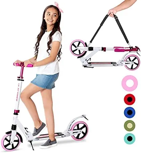 

for Kids Ages 6-12 Years, Folding Kick Scooter for Adults, Teens and Kids 8-12 Years and Up - Dual Suspension - 3 Height Levels