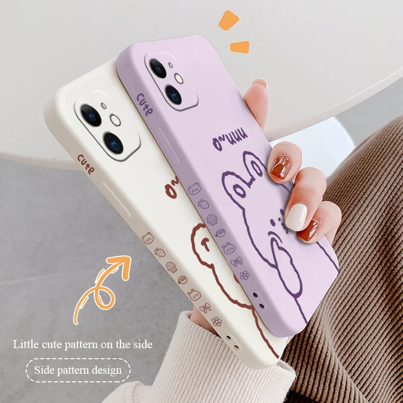 

Cute Bunny Bear Phone Case For iPhone 13 12 Pro Max Mini 11 Pro Max X XS XR XSMAX SE2020 8 8Plus 7 7Plus 6 6S Plus Cover