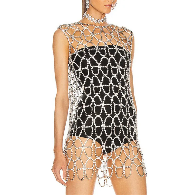 

Соблазнительные Украшения для тела, боди, бикини, женский роскошный блестящий бикини для вечеринки, ночного клуба, сетчатая цепочка для пла...