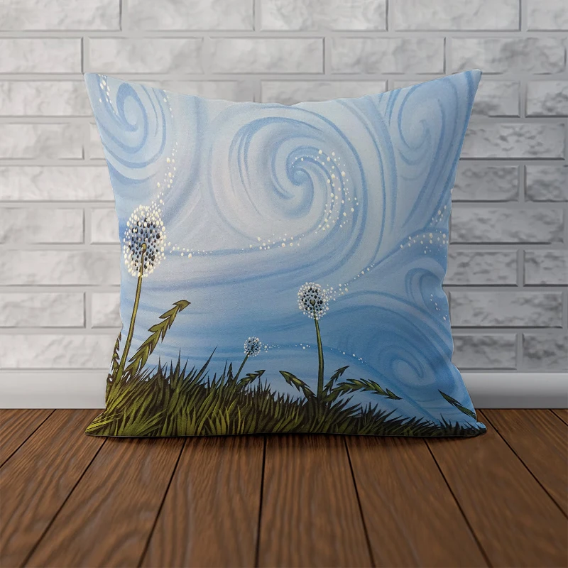 

Double-sided Printed Pillowcase Dandelion Pattern 40x40cm Sofa Car Bedroom Living Room Universal Cushion Cover Home Decoration