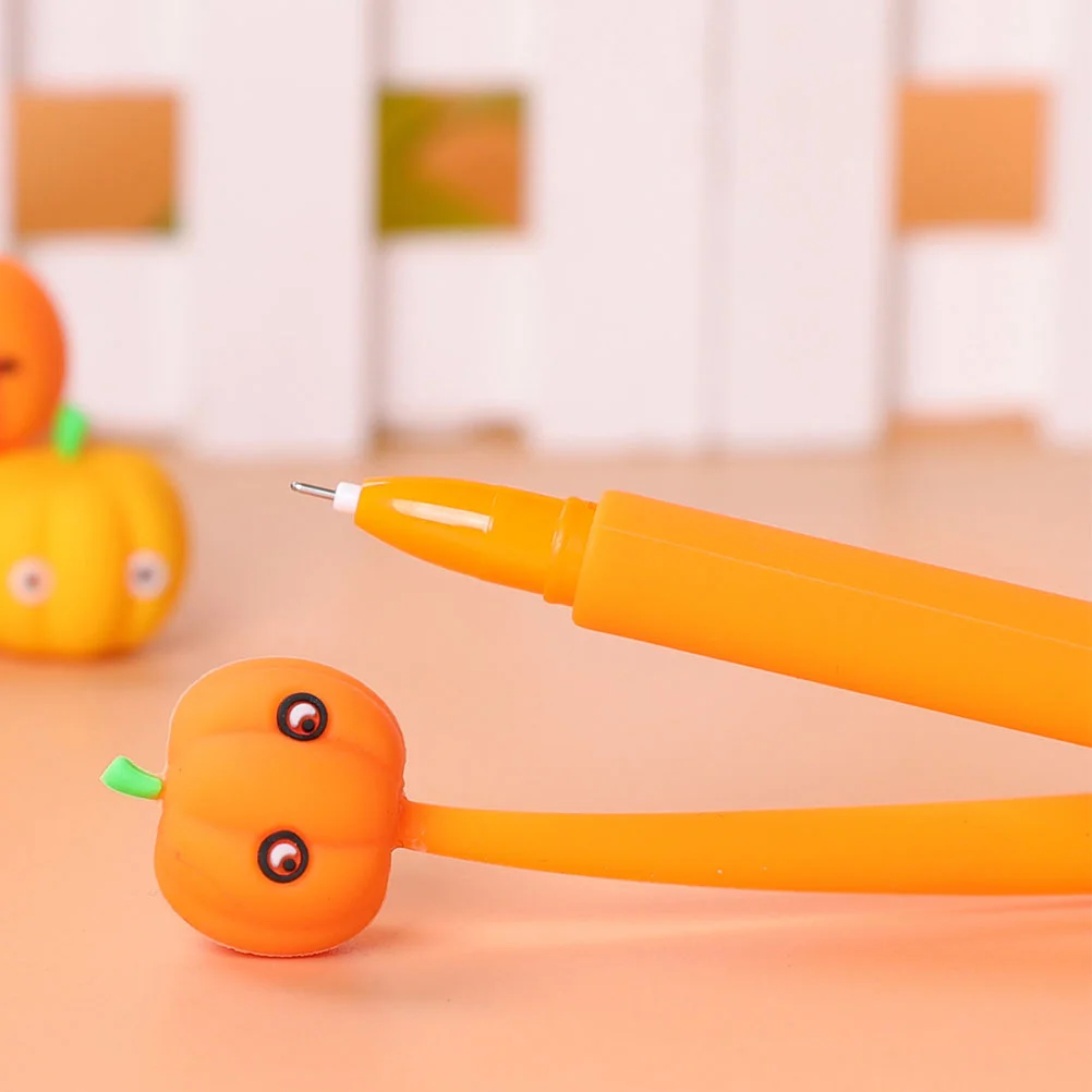 

10 Pcs Halloween Pumpkin Pen Student Writing Accessories Portable Signature Pens Silica Gel Teachers Prize Gifts