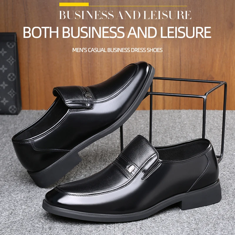 Мужские кожаные туфли LAORENTOU коричневые деловые из воловьей кожи с внутренним