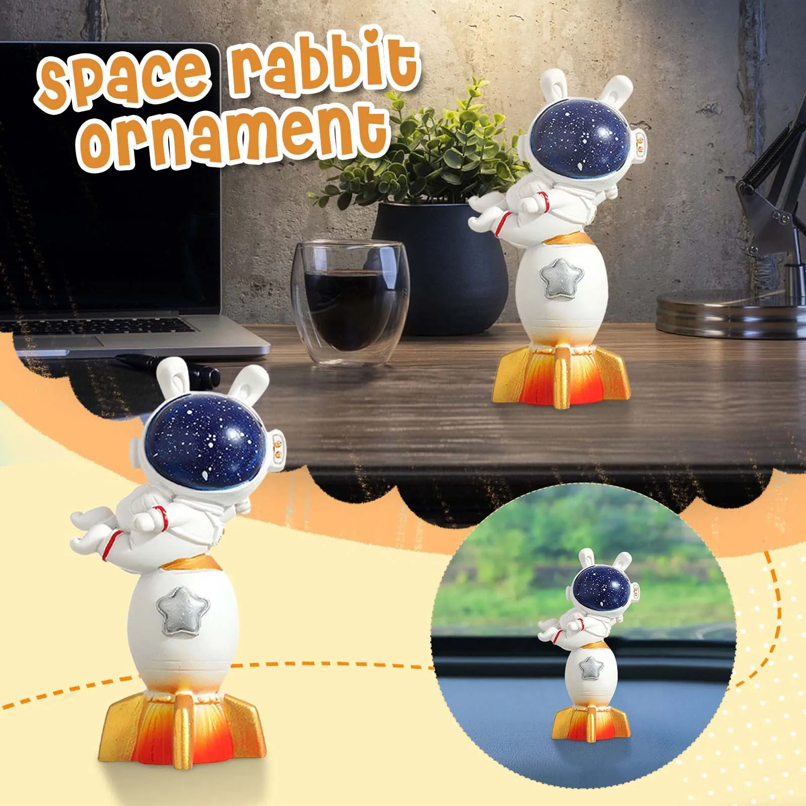 

Rocket Astronaut Starry Rabbit Ornament Home Decorations