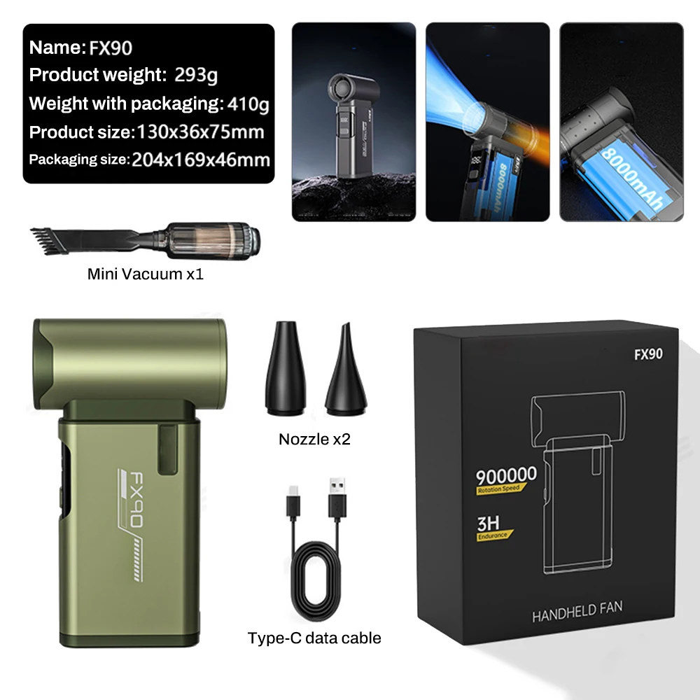 Турбовентилятор высокой мощности 900000 об/мин, бесщеточный двигатель, пылеочиститель с переменной скоростью, инструмент для очистки воздуха, ручной воздуходувка