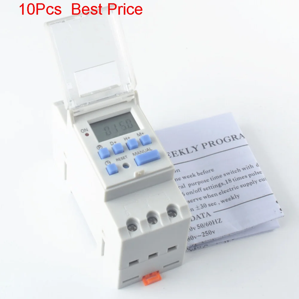 

10Pcs/lot Microcomputer Electronic Weekly Programmable Digital TIMER SWITCH Time Relay Control 220V AC 16A Din Rail Mount