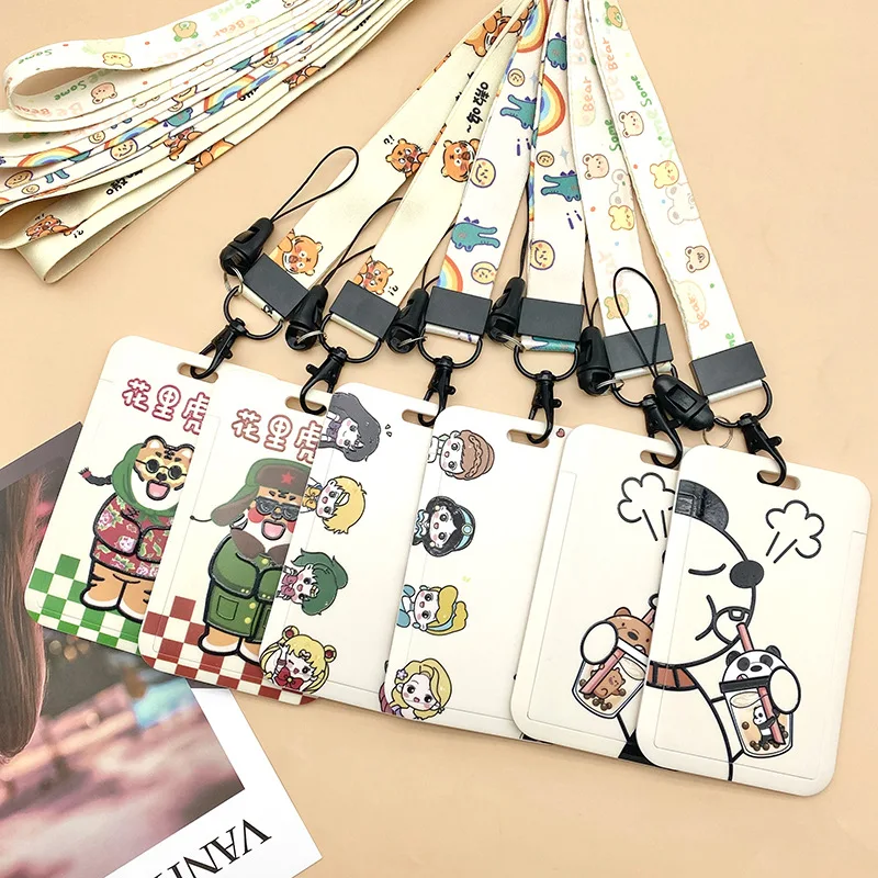 

Funny Cartoon Character Creative Card Holder ID Card Student Card Bus Card ABS Hard Plastic Mobile Phone Lanyard Card Cover
