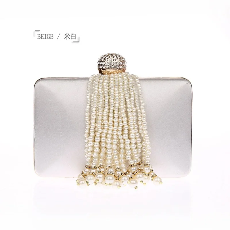 

Nwe Black Women Bag Polyester Clutch handbag Bridal Party Bag Purse Makeup Bag Shoulder Bag Tassels 1272-20-A