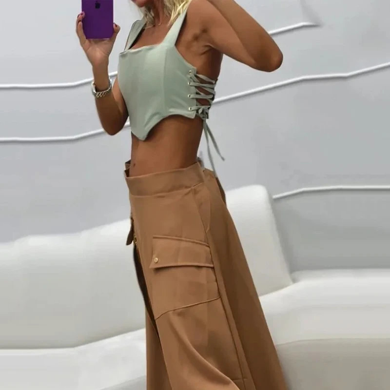 WAYTOBELE Женский летний комплект топ и юбка полиэстер